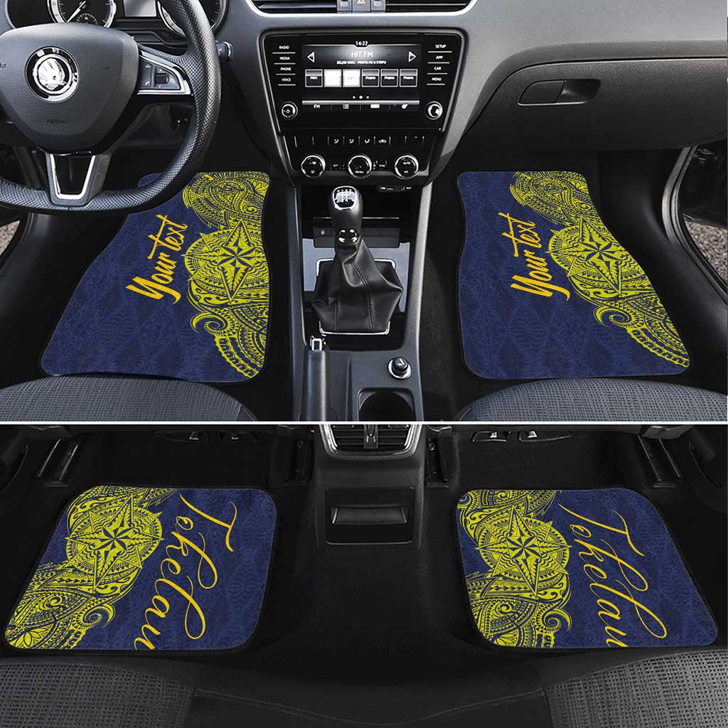Personalised Tokelau Classic Ngatu Motifs Car Mats LT03 Set 4pcs Blue - Polynesian Pride
