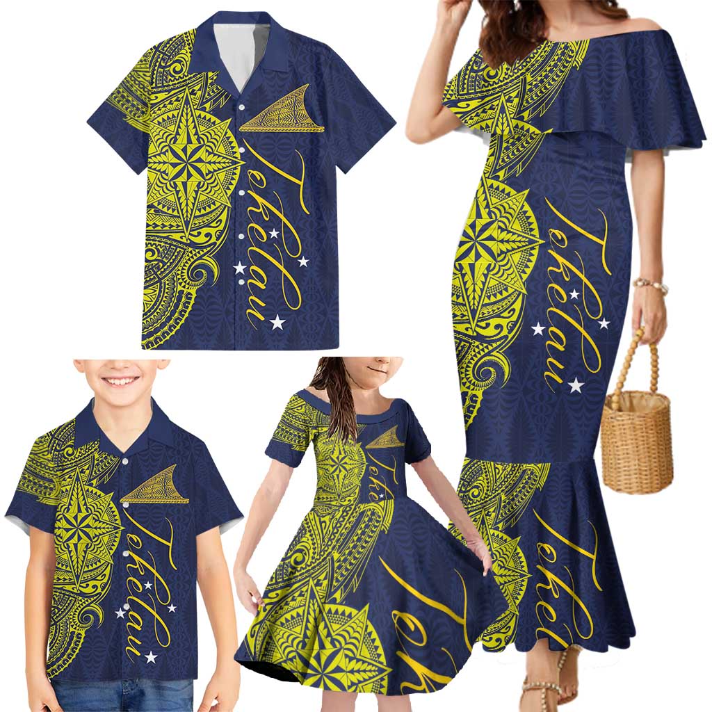 Personalised Tokelau Classic Ngatu Motifs Family Matching Mermaid Dress and Hawaiian Shirt