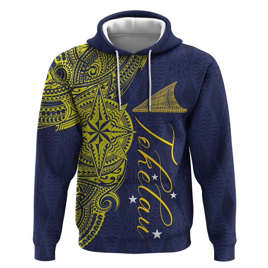 Personalised Tokelau Classic Ngatu Motifs Hoodie LT03 Pullover Hoodie Blue - Polynesian Pride