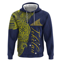 Personalised Tokelau Classic Ngatu Motifs Hoodie LT03 Pullover Hoodie Blue - Polynesian Pride