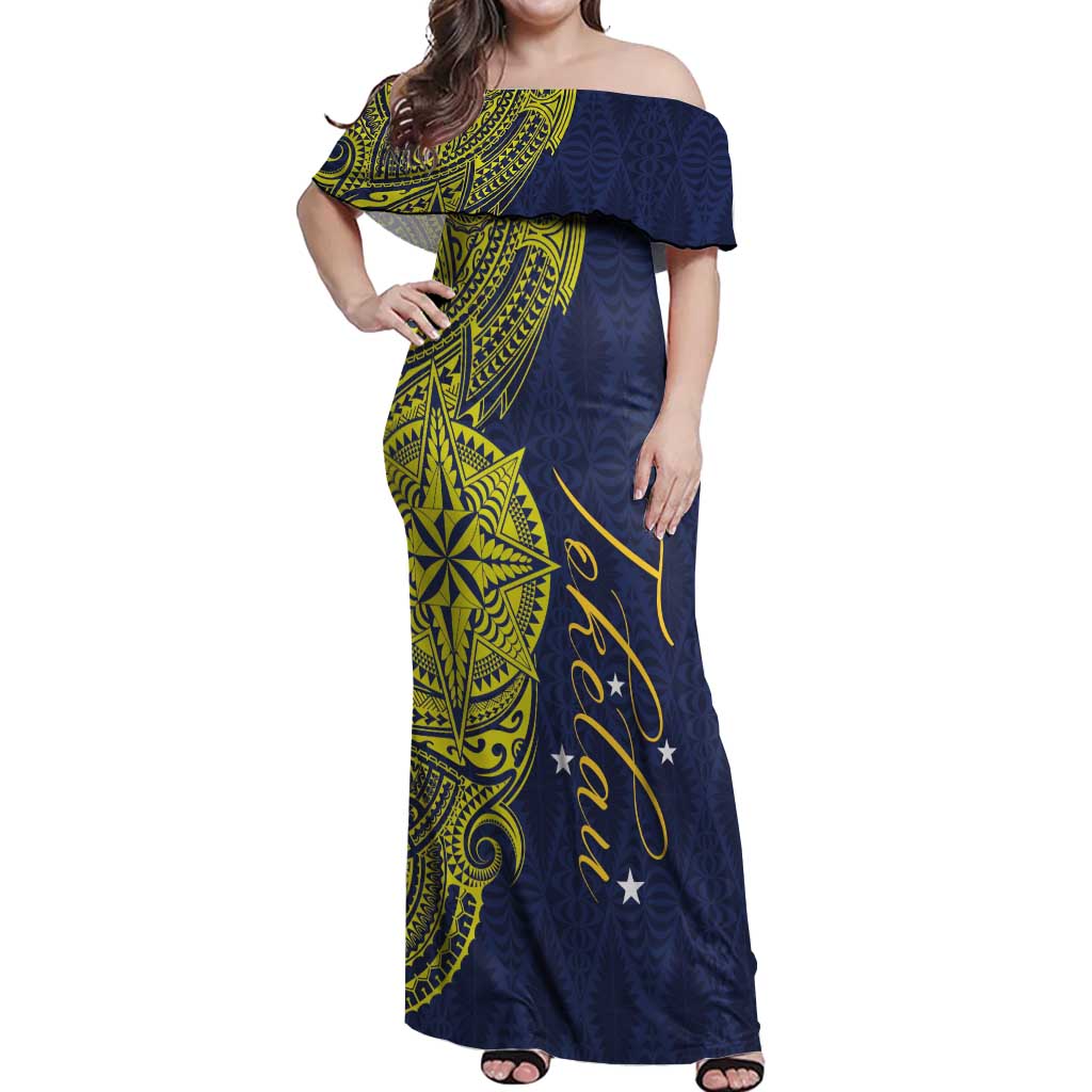 Personalised Tokelau Classic Ngatu Motifs Off Shoulder Maxi Dress