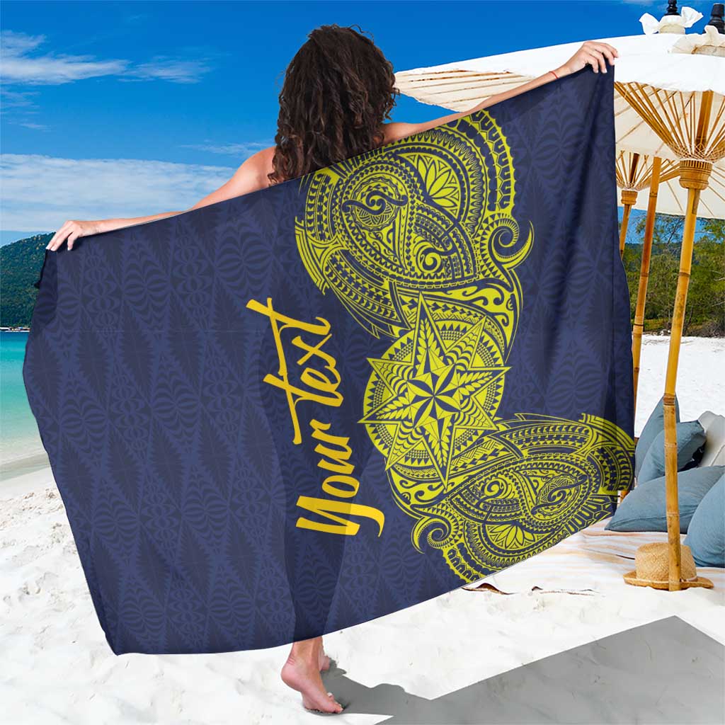 Personalised Tokelau Classic Ngatu Motifs Sarong LT03 One Size 44 x 66 inches Blue - Polynesian Pride