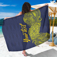 Personalised Tokelau Classic Ngatu Motifs Sarong LT03 One Size 44 x 66 inches Blue - Polynesian Pride