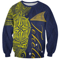 Personalised Tokelau Classic Ngatu Motifs Sweatshirt LT03 Unisex Blue - Polynesian Pride