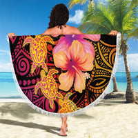Hawaiian Hibiscus Turtle Tribal Polynesian Pattern Beach Blanket Colorful Color LT03 - Polynesian Pride