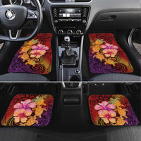 Hawaiian Hibiscus Turtle Tribal Polynesian Pattern Car Mats Colorful Color LT03 Set 4pcs Red - Polynesian Pride
