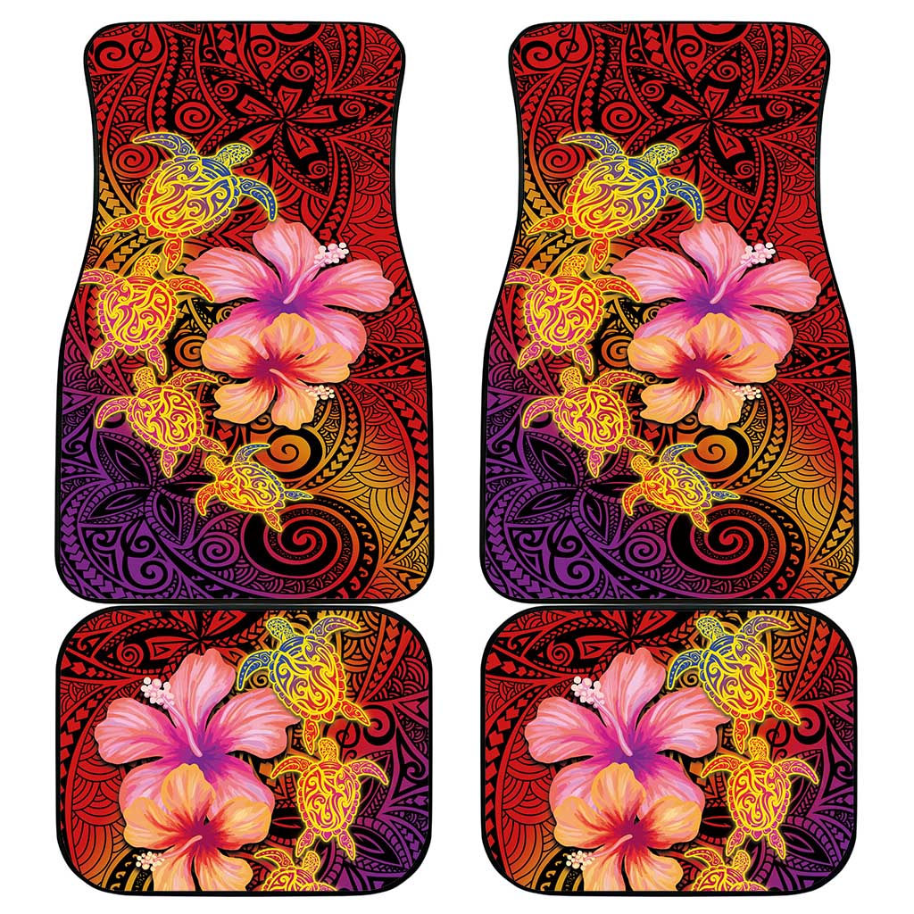 Hawaiian Hibiscus Turtle Tribal Polynesian Pattern Car Mats Colorful Color LT03 - Polynesian Pride