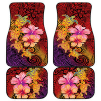 Hawaiian Hibiscus Turtle Tribal Polynesian Pattern Car Mats Colorful Color LT03 - Polynesian Pride