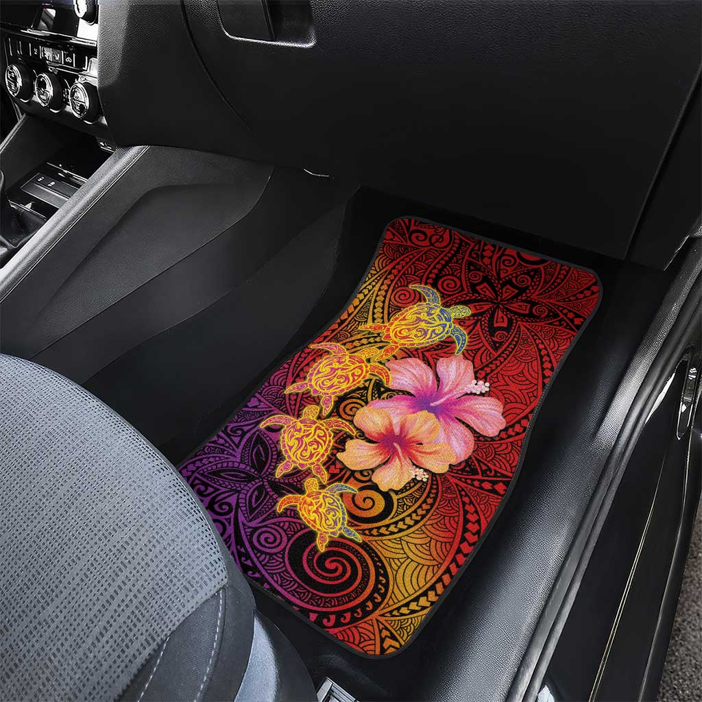 Hawaiian Hibiscus Turtle Tribal Polynesian Pattern Car Mats Colorful Color LT03 - Polynesian Pride