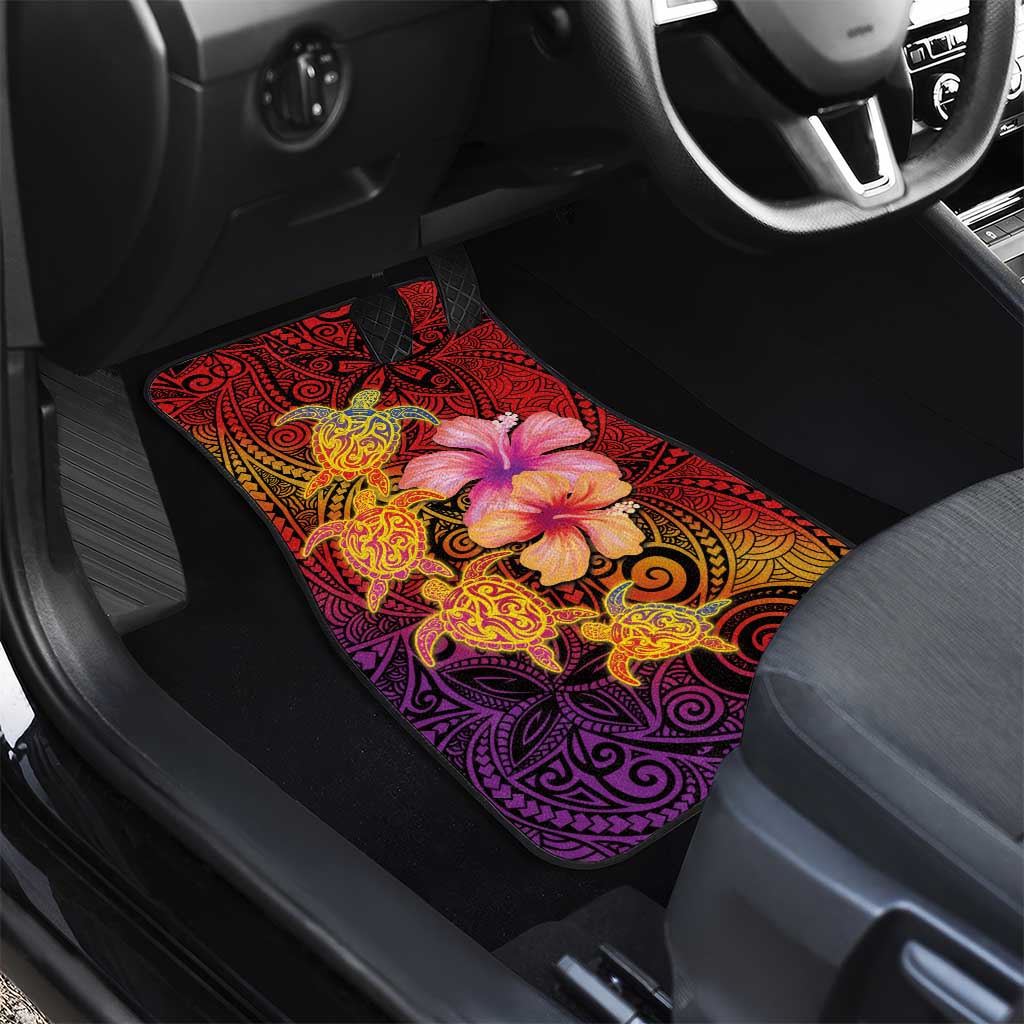 Hawaiian Hibiscus Turtle Tribal Polynesian Pattern Car Mats Colorful Color LT03 - Polynesian Pride