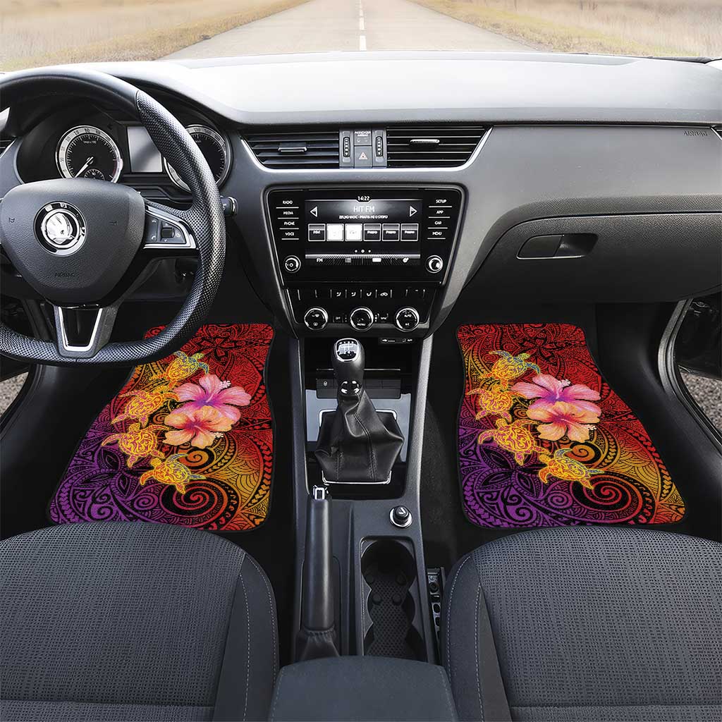 Hawaiian Hibiscus Turtle Tribal Polynesian Pattern Car Mats Colorful Color LT03 Set 2pcs - Front Red - Polynesian Pride