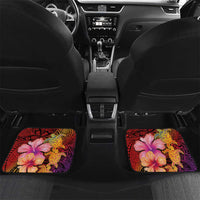 Hawaiian Hibiscus Turtle Tribal Polynesian Pattern Car Mats Colorful Color LT03 Set 2pcs - Back Red - Polynesian Pride