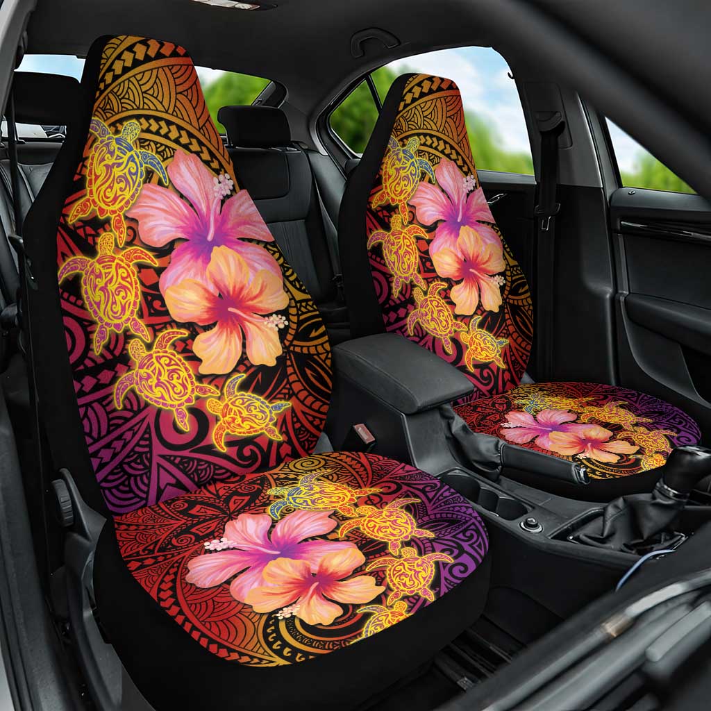 Hawaiian Hibiscus Turtle Tribal Polynesian Pattern Car Seat Cover Colorful Color LT03 One Size Red - Polynesian Pride