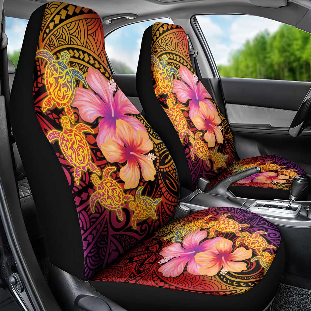 Hawaiian Hibiscus Turtle Tribal Polynesian Pattern Car Seat Cover Colorful Color LT03 - Polynesian Pride