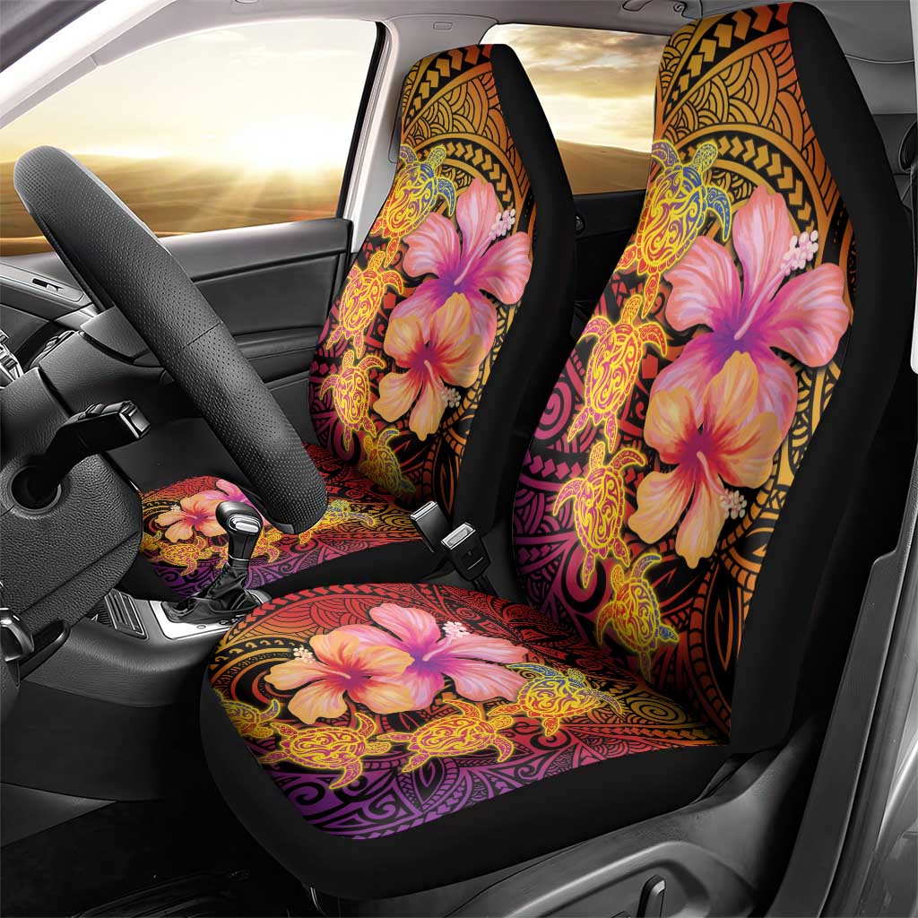 Hawaiian Hibiscus Turtle Tribal Polynesian Pattern Car Seat Cover Colorful Color LT03 - Polynesian Pride