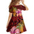 Hawaiian Hibiscus Turtle Tribal Polynesian Pattern Family Matching Off Shoulder Short Dress and Hawaiian Shirt Colorful Color