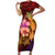 Hawaiian Hibiscus Turtle Tribal Polynesian Pattern Family Matching Short Sleeve Bodycon Dress and Hawaiian Shirt Colorful Color