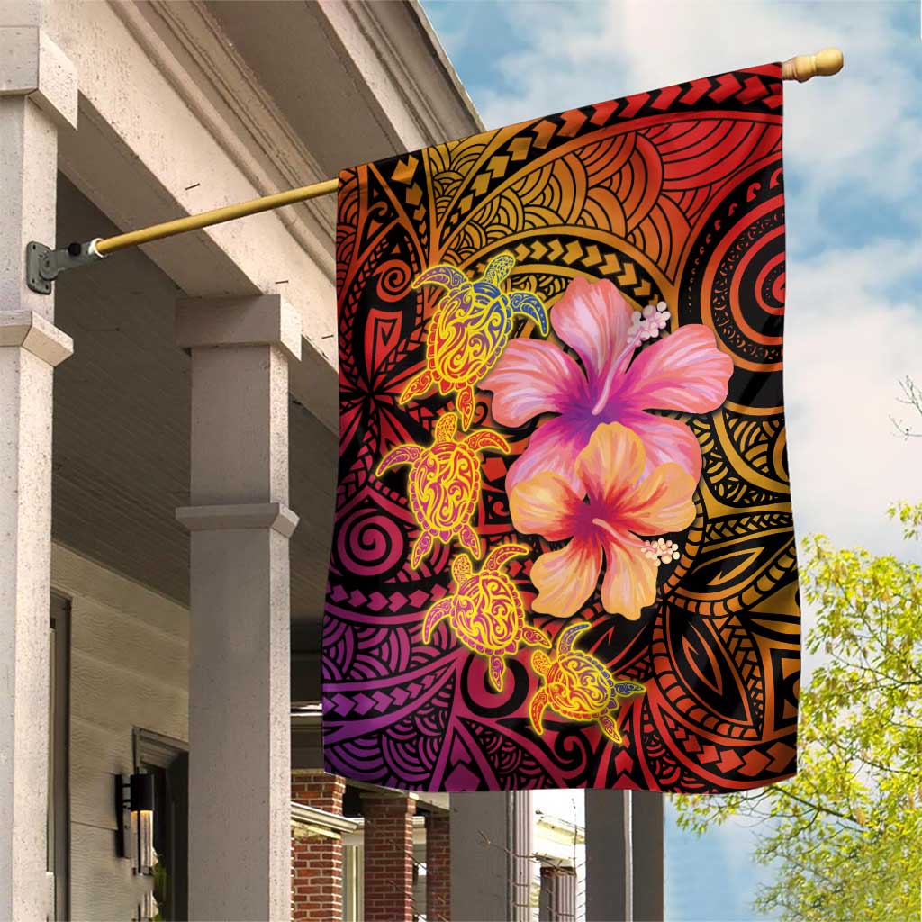 Hawaiian Hibiscus Turtle Tribal Polynesian Pattern Garden Flag Colorful Color LT03 House Flag Red - Polynesian Pride