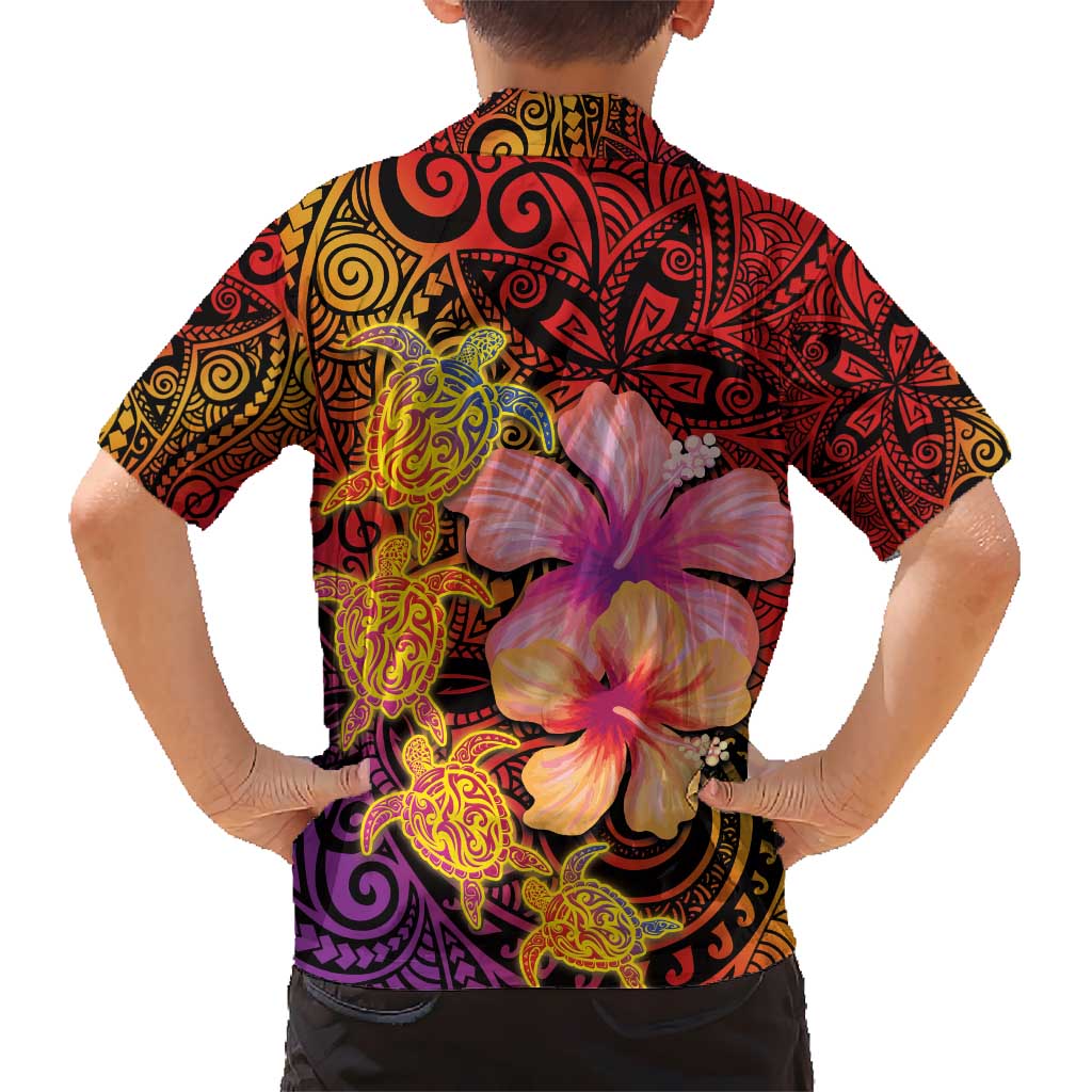 Hawaiian Hibiscus Turtle Tribal Polynesian Pattern Hawaiian Shirt Colorful Color LT03 - Polynesian Pride