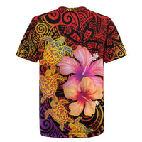 Hawaiian Hibiscus Turtle Tribal Polynesian Pattern Rugby Jersey Colorful Color LT03 - Polynesian Pride