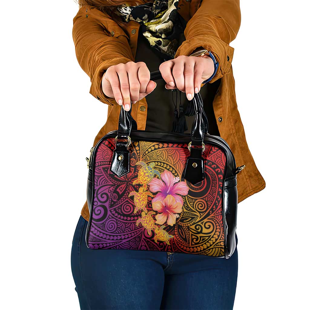 Hawaiian Hibiscus Turtle Tribal Polynesian Pattern Shoulder Handbag Colorful Color LT03 One Size Red - Polynesian Pride