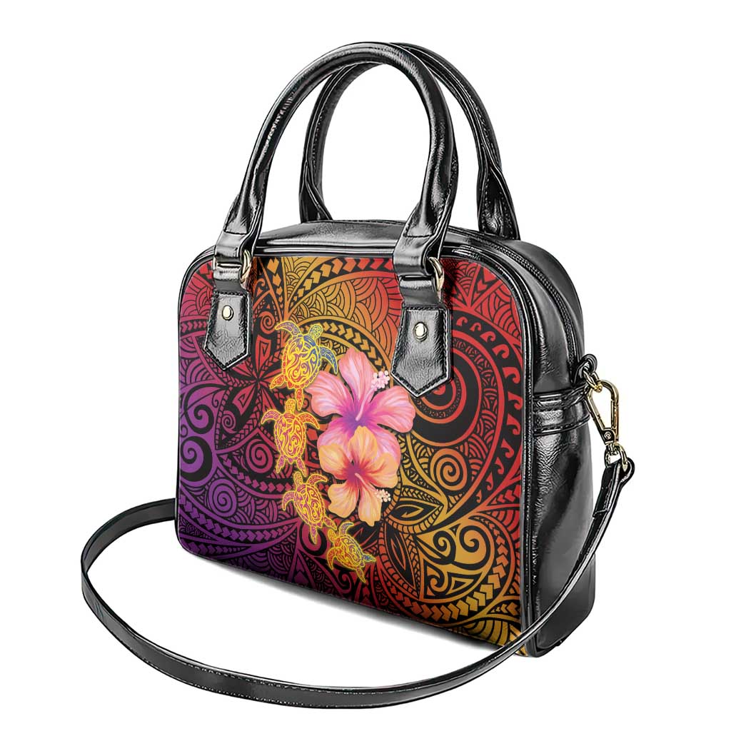 Hawaiian Hibiscus Turtle Tribal Polynesian Pattern Shoulder Handbag Colorful Color LT03 - Polynesian Pride