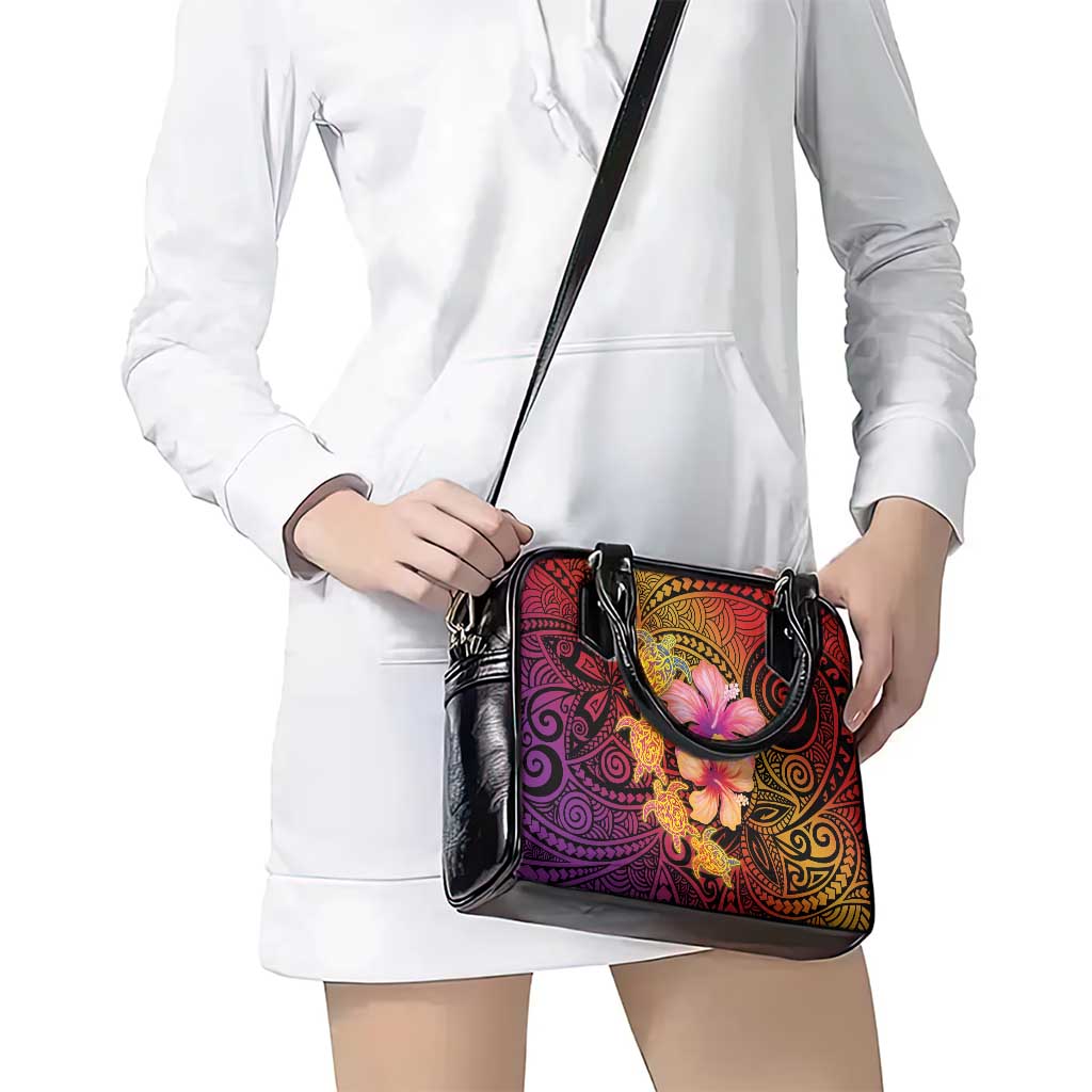 Hawaiian Hibiscus Turtle Tribal Polynesian Pattern Shoulder Handbag Colorful Color LT03 - Polynesian Pride