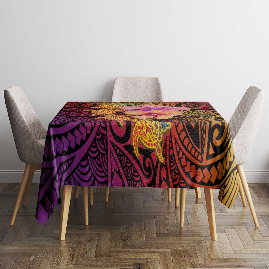 Hawaiian Hibiscus Turtle Tribal Polynesian Pattern Tablecloth Colorful Color LT03 - Polynesian Pride