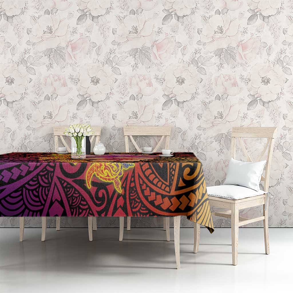 Hawaiian Hibiscus Turtle Tribal Polynesian Pattern Tablecloth Colorful Color LT03 - Polynesian Pride