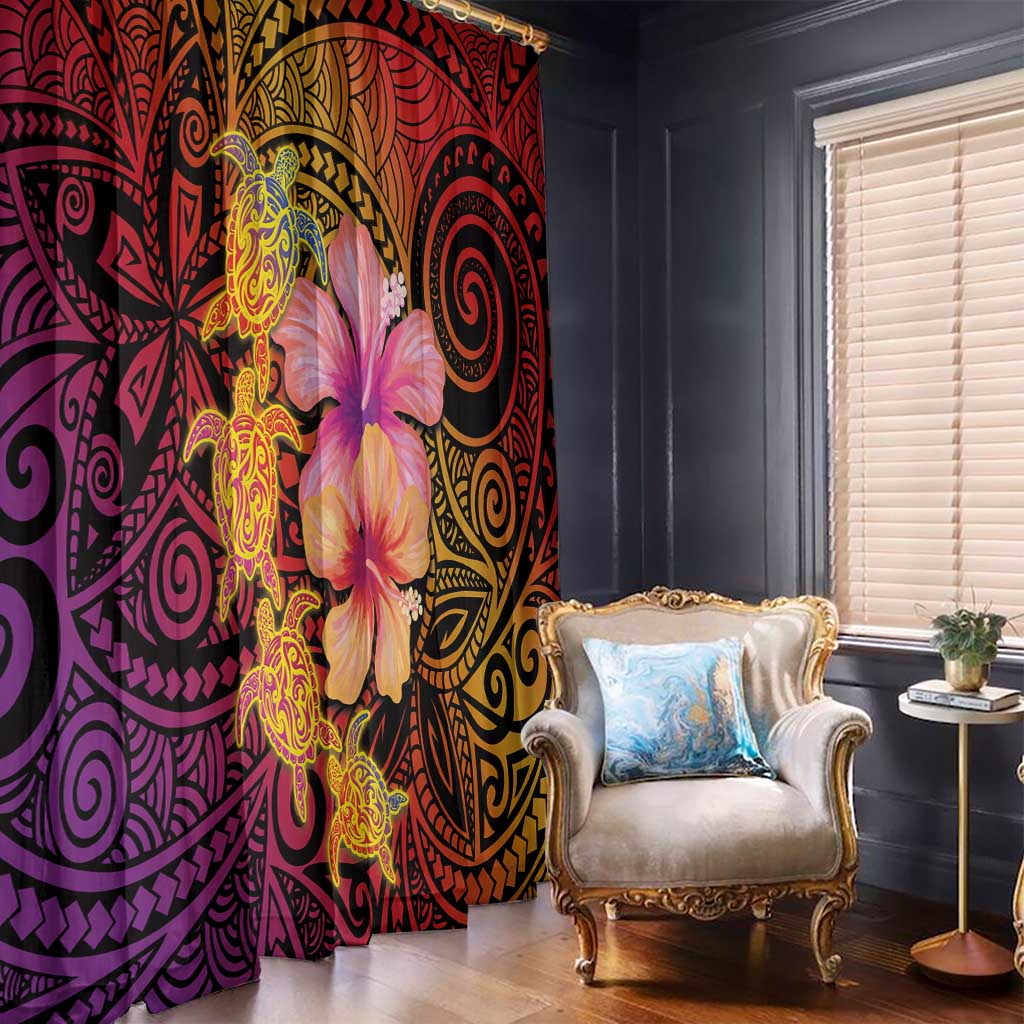 Hawaiian Hibiscus Turtle Tribal Polynesian Pattern Window Curtain Colorful Color LT03 - Polynesian Pride