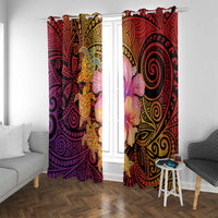 Hawaiian Hibiscus Turtle Tribal Polynesian Pattern Window Curtain Colorful Color LT03 With Grommets Red - Polynesian Pride