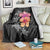 Hawaiian Hibiscus Turtle Tribal Polynesian Pattern Blanket Black Color