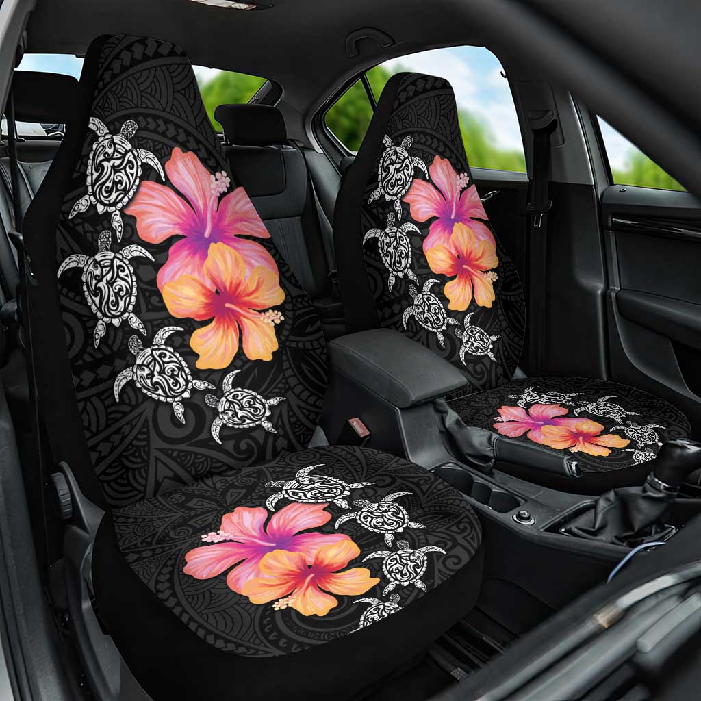 Hawaiian Hibiscus Turtle Tribal Polynesian Pattern Car Seat Cover Black Color LT03 One Size Black - Polynesian Pride