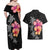 Hawaiian Hibiscus Turtle Tribal Polynesian Pattern Couples Matching Off Shoulder Maxi Dress and Hawaiian Shirt Black Color