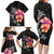 Hawaiian Hibiscus Turtle Tribal Polynesian Pattern Family Matching Long Sleeve Bodycon Dress and Hawaiian Shirt Black Color