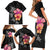 Hawaiian Hibiscus Turtle Tribal Polynesian Pattern Family Matching Short Sleeve Bodycon Dress and Hawaiian Shirt Black Color