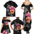 Hawaiian Hibiscus Turtle Tribal Polynesian Pattern Family Matching Summer Maxi Dress and Hawaiian Shirt Black Color