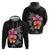 Hawaiian Hibiscus Turtle Tribal Polynesian Pattern Hoodie Black Color