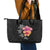 Hawaiian Hibiscus Turtle Tribal Polynesian Pattern Leather Tote Bag Black Color