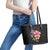 Hawaiian Hibiscus Turtle Tribal Polynesian Pattern Leather Tote Bag Black Color