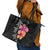 Hawaiian Hibiscus Turtle Tribal Polynesian Pattern Leather Tote Bag Black Color