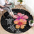 Hawaiian Hibiscus Turtle Tribal Polynesian Pattern Round Carpet Black Color