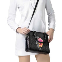 Hawaiian Hibiscus Turtle Tribal Polynesian Pattern Shoulder Handbag Black Color LT03 - Polynesian Pride