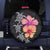 Hawaiian Hibiscus Turtle Tribal Polynesian Pattern Spare Tire Cover Black Color