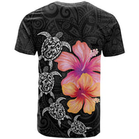 Hawaiian Hibiscus Turtle Tribal Polynesian Pattern T Shirt Black Color LT03 - Polynesian Pride