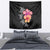 Hawaiian Hibiscus Turtle Tribal Polynesian Pattern Tapestry Black Color