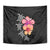 Hawaiian Hibiscus Turtle Tribal Polynesian Pattern Tapestry Black Color