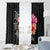 Hawaiian Hibiscus Turtle Tribal Polynesian Pattern Window Curtain Black Color