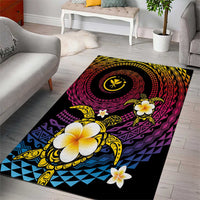 Hawaiian Plumeria Turtle Tribal Spiral Polynesian Tattoo Area Rug Fanciful Color LT03 - Polynesian Pride