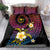 Hawaiian Plumeria Turtle Tribal Spiral Polynesian Tattoo Bedding Set Fanciful Color